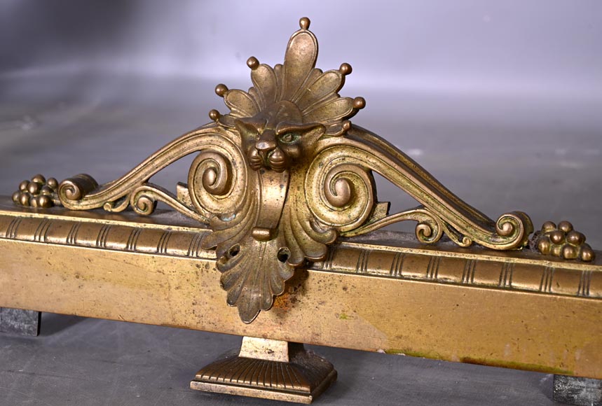 Pair of Egyptian-style gilt-bronze firedogs with confronting griffins-5