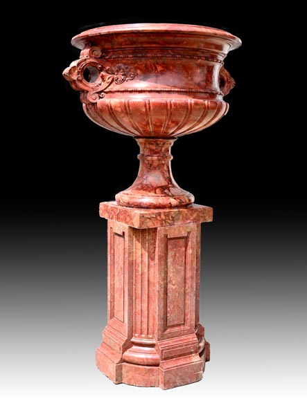 Jules CANTINI, Large Urn in Numidia Red Breccia Marble with Console, second half of the 19th century-1