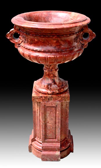 Jules CANTINI, Large Urn in Numidia Red Breccia Marble with Console, second half of the 19th century-3