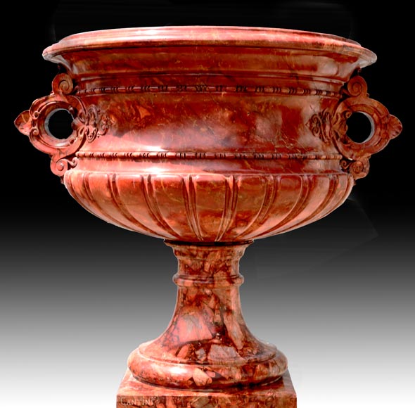 Jules CANTINI, Large Urn in Numidia Red Breccia Marble with Console, second half of the 19th century-7