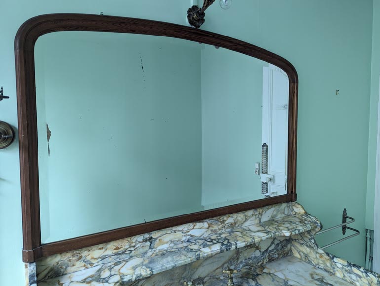 Large barber's washbasin in oak and Breche de Médoue marble-3