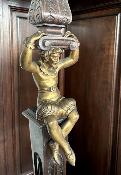 Aimé Millet (1819–1891) — Large Neo-Renaissance cabinet in walnut and gilt bronze-6