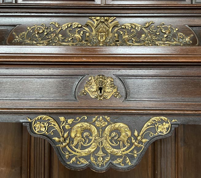 Aimé Millet (1819–1891) — Large Neo-Renaissance cabinet in walnut and gilt bronze-12