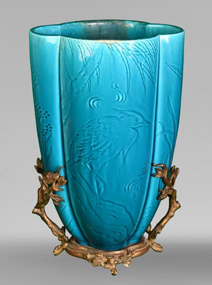 Théodore DECK, Two Japanese-style four-lobed vases, one with a frame, circa 1875-3