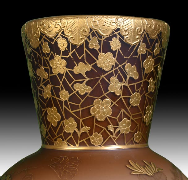 Jules Barbe for Thomas Webb (attributed to), Japanese-style Vase with Dragons, late 19th Century -4