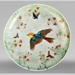 Théodore DECK, Dish decorated with iridescent bird and insects, circa 1880-1900