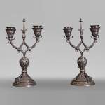 Russian Silversmith, Pair of Silver Candlesticks, circa 1832-1850