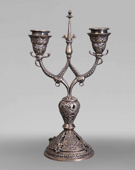 Russian Silversmith, Pair of Silver Candlesticks, circa 1832-1850-2