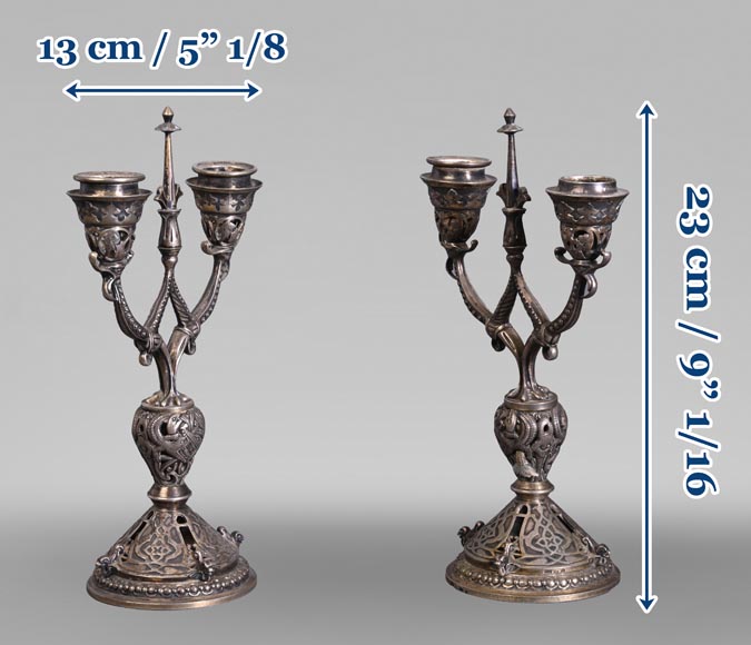 Russian Silversmith, Pair of Silver Candlesticks, circa 1832-1850-8