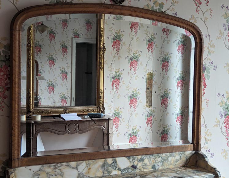 Small barber's washbasin in oak and Breche de Médoue marble-1