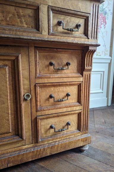 Small barber's washbasin in oak and Breche de Médoue marble-8