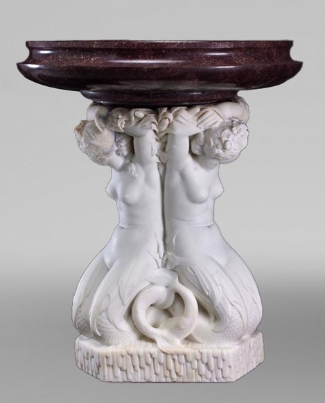 Jean-Jacques FEUCHÈRE (attributed to), Jardiniere with Three Tritonesses in Porphyry and Marble, first half of the 19th century-3