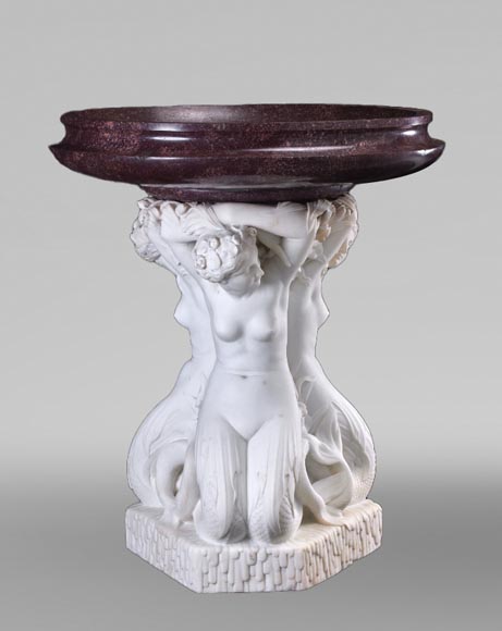 Jean-Jacques FEUCHÈRE (attributed to), Jardiniere with Three Tritonesses in Porphyry and Marble, first half of the 19th century-4