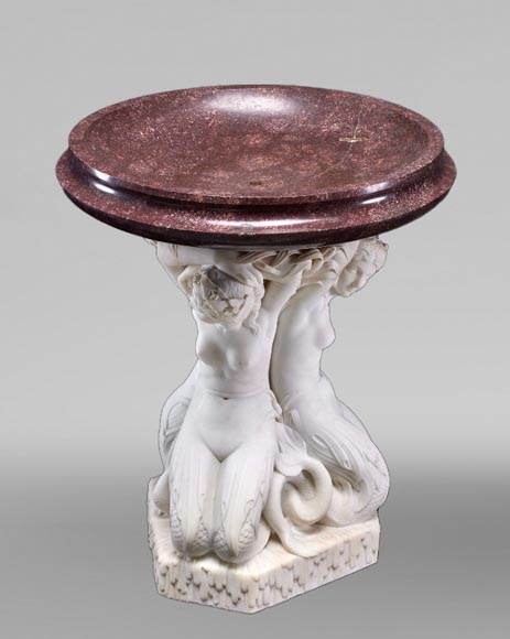 Jean-Jacques FEUCHÈRE (attributed to), Jardiniere with Three Tritonesses in Porphyry and Marble, first half of the 19th century-8