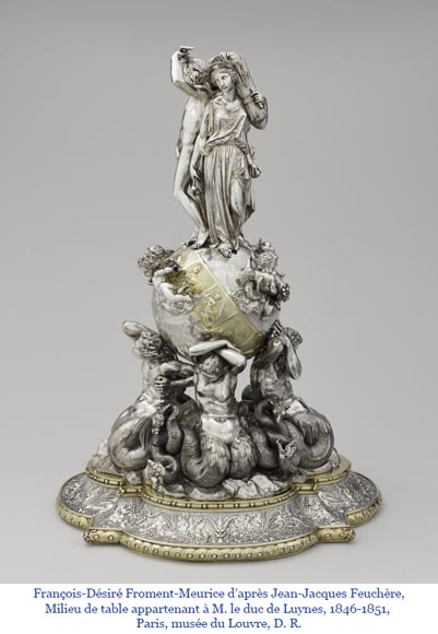 Jean-Jacques FEUCHÈRE (attributed to), Jardiniere with Three Tritonesses in Porphyry and Marble, first half of the 19th century-14