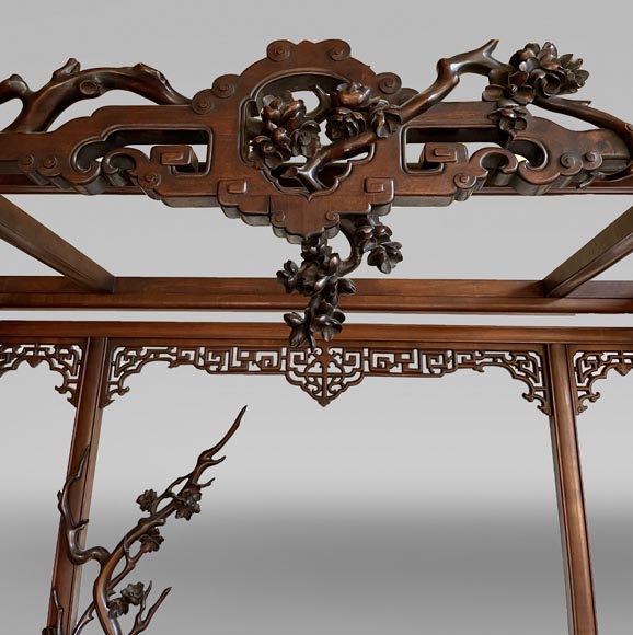 Gabriel VIARDOT, Japonist bed with a canopy and accompanying nightstand, second half of the 19th century-3