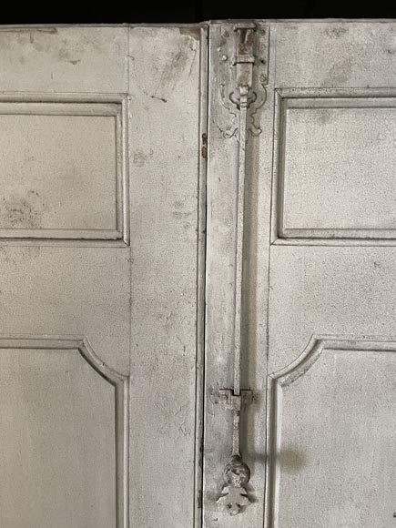 Large Antique Molded Double Door in Softwood, Oxblood Red Paint Large Antique Molded Double Door in Softwood, Oxblood Red Paint-10