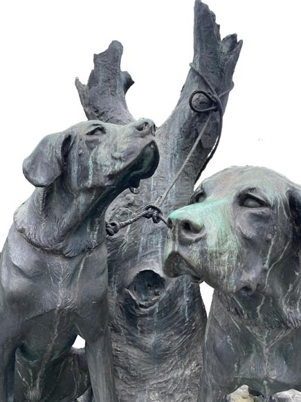 Auguste-Nicolas Caïn, Two large groups in bronze with a dark green patina, 1893-6