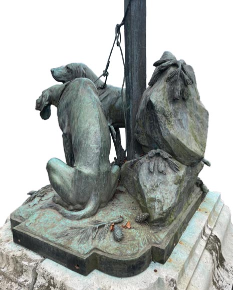 Auguste-Nicolas Caïn, Two large groups in bronze with a dark green patina, 1893-9