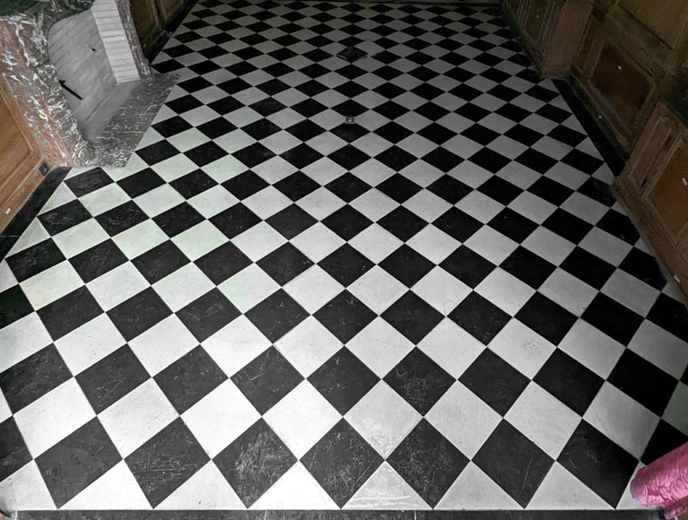 Checkerboard floor in stone and black marble .-3