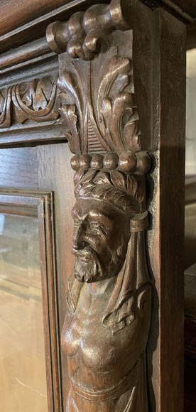 Monumental Napoleon III Carved Oak Glazed Double Door - Renaissance Style-4