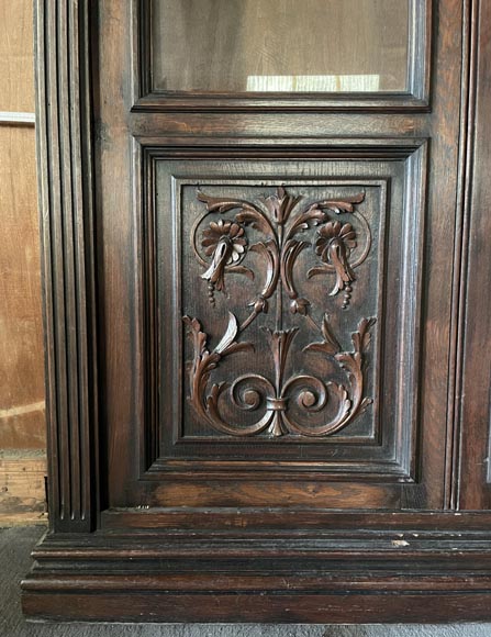 Monumental Napoleon III Carved Oak Glazed Double Door - Renaissance Style-10
