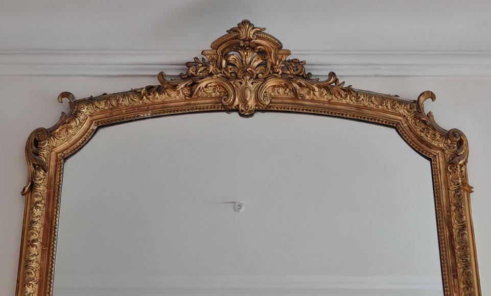 Large Regence style gilded trumeau topped by a shell-1