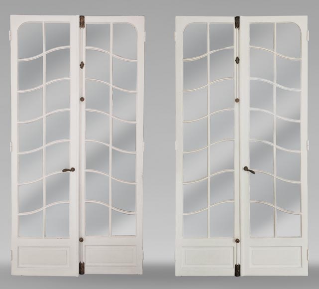 Pair of Napoleon III-style double doors with small glazed panels-0