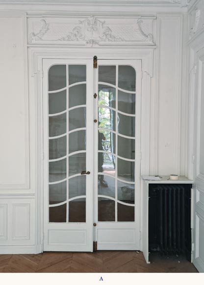 Pair of Napoleon III-style double doors with small glazed panels-1