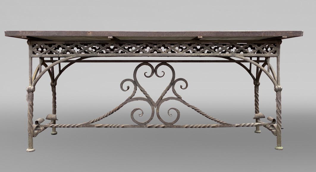 Cast iron table in Neo-Gothic style, 19th century-1