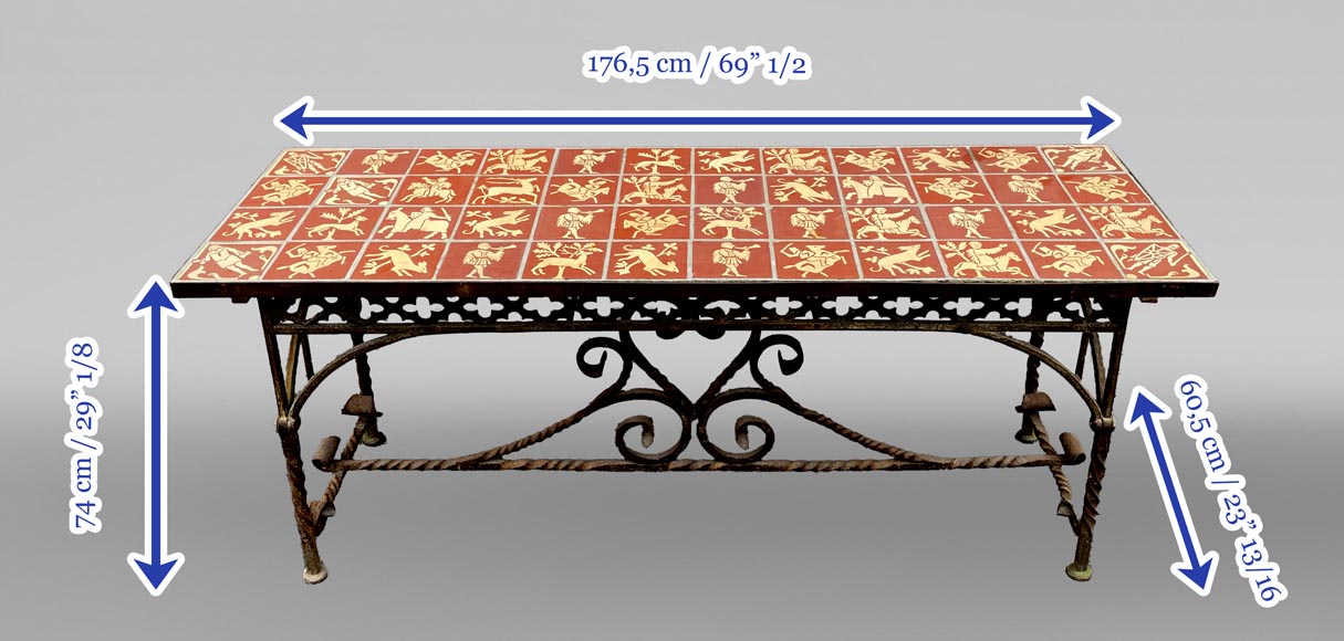 Cast iron table in Neo-Gothic style, 19th century-8