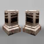 Pair of pedestals in Sarrancolin and Campan marbles