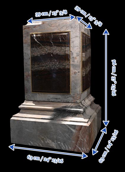 Pair of pedestals in Sarrancolin and Campan marbles-6