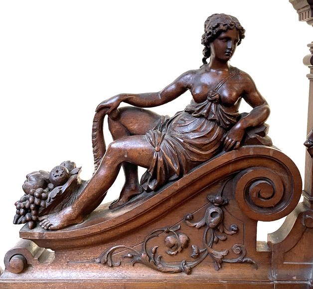 Jean-Paul MAZAROS (1823-1900), Neo-Renaissance four-poster bed in carved walnut Jean-Paul MAZAROS (1823-1900), Neo-Renaissance four-poster bed in carved walnut-5