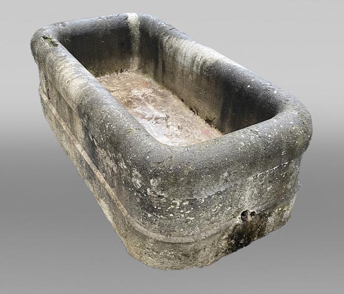 A large antique carved stone watering trough-1