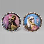 BALLEROY & Co. (porcelain), Joseph Albert PONSIN (painter), Pair of Decorative Plates Adorned with Portraits of an Assyrian Man and Woman, 1876?