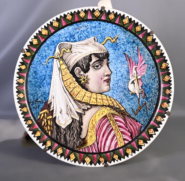 Balleroy & Co. (porcelain) Joseph Albert Ponsin (painter), Pair of Decorative Plates Adorned with Portraits of an Assyrian Man and Woman-12