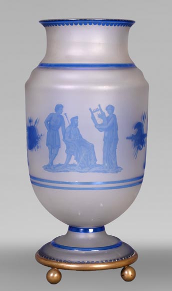 Jacques Louis KESSLER, pair of vases engraved with Greek Revival decor using the “Kessler” process, Mid-19th century-1