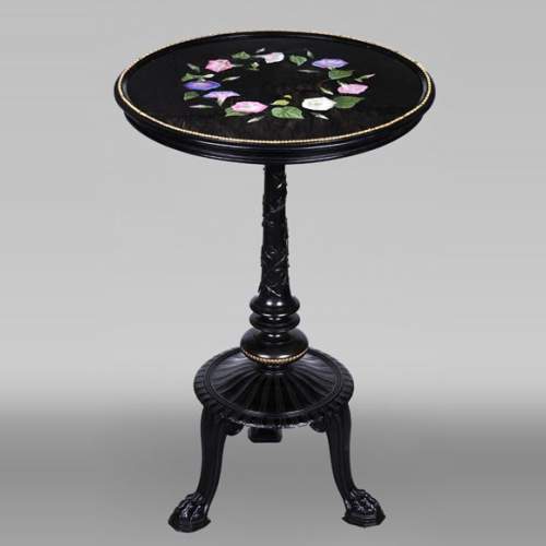 Napoleon III Style Gueridon by Julien-Nicolas RIVART – Floral Marquetry on Marble Top
