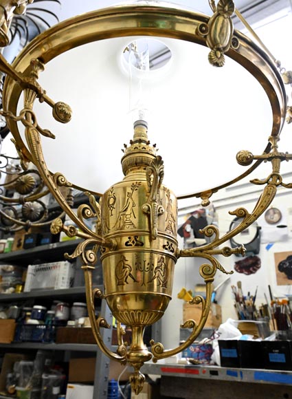 Gilded Bronze Égyptomania Chandelier Gilded Bronze Égyptomania Chandelier-11