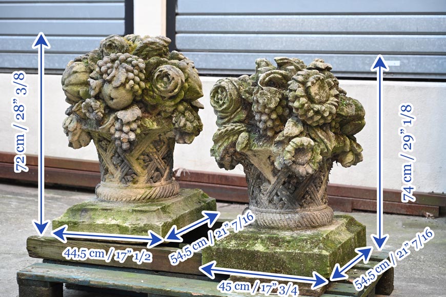 Pair of stone flower baskets-10