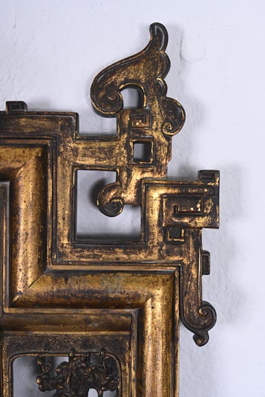 Maison MARNYHAC (attrib.) – Gilt bronze openwork mirror with Vietnamese-style decoration-3