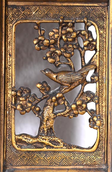 Maison MARNYHAC (attrib.) – Gilt bronze openwork mirror with Vietnamese-style decoration-6