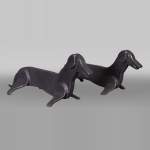 Pair of Wrought Iron Dachshund Andirons