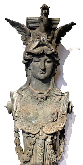 J. SERRE, Pair of bronze caryatids representing Bellona-2