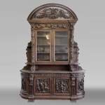 Large Napoleon III Style Oak Bookcase – Four Seasons Theme