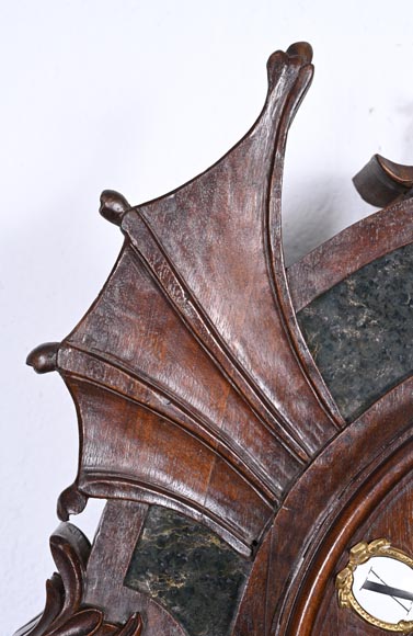 Japonist Wall Clock in Carved Wood and Hardstone – 19th Century-9