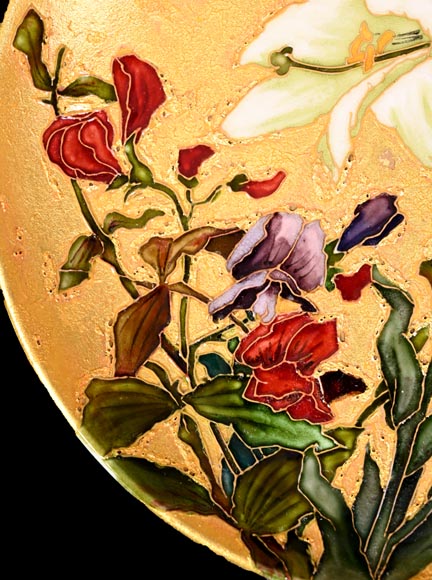 Félix Optat MILET, Large enamelled dish on a gold background, 19th century-4