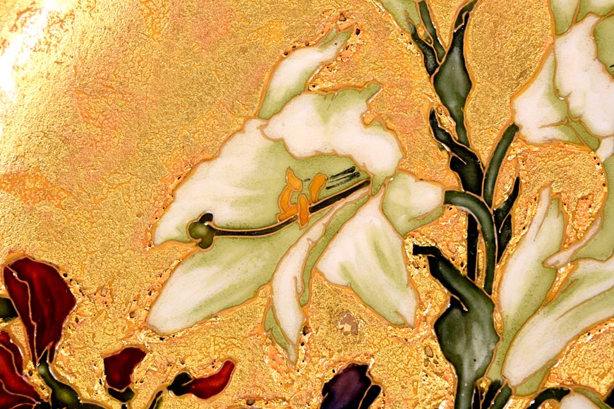 Félix Optat MILET, Large enamelled dish on a gold background, 19th century-7