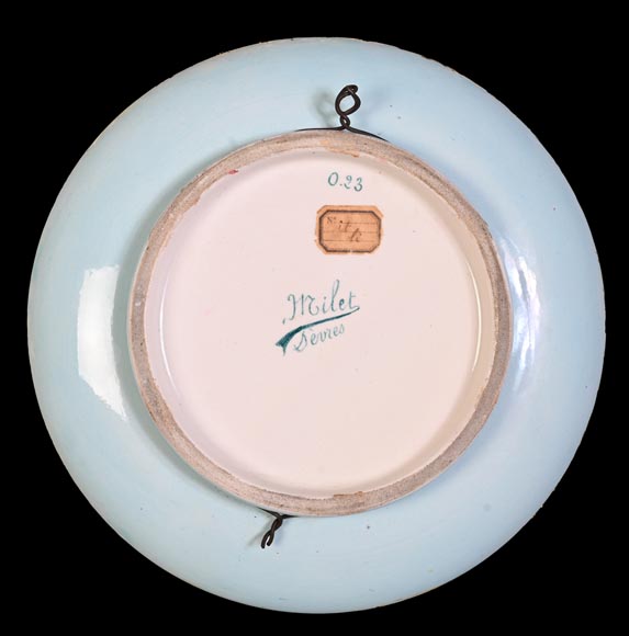 Félix Optat MILET, Large enamelled dish on a gold background, 19th century-8
